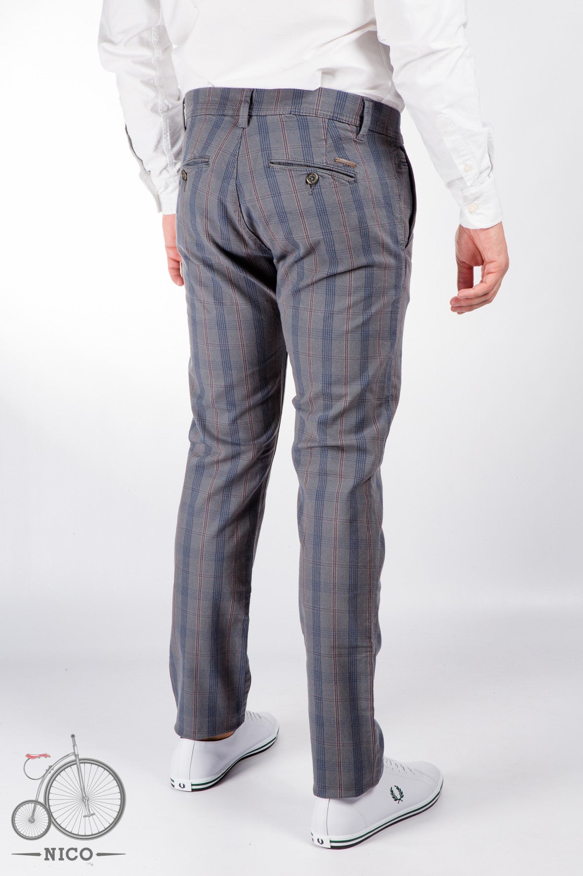 Pantalón Superior Vintage Cuadro Gales Gris