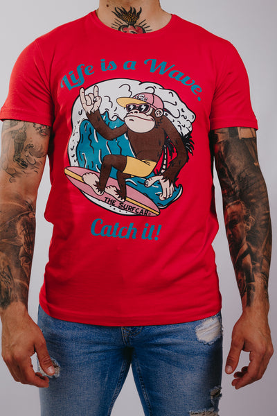 Camiseta The Surfcar Mono Surfer Rojo