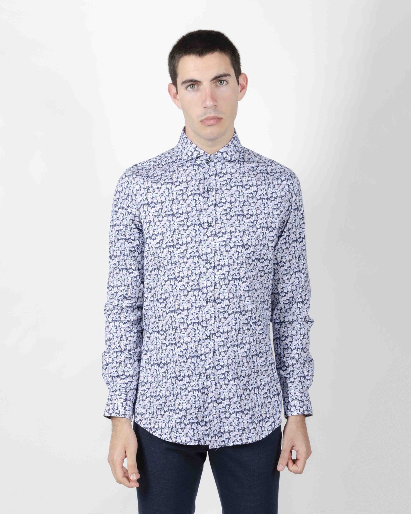 Camisa Do Rego & Novoa Slim Fit Estampada Flores Marino